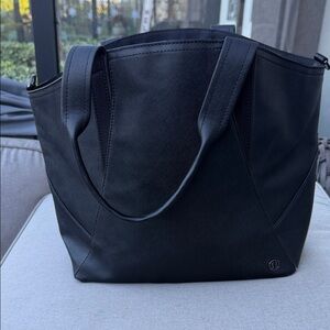 Lululemon Black Leather Tote Bag